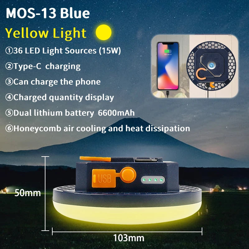 MOS LIGHTING Rechargeable LED Camping Lamp (MOS-14) with Power Bank Function