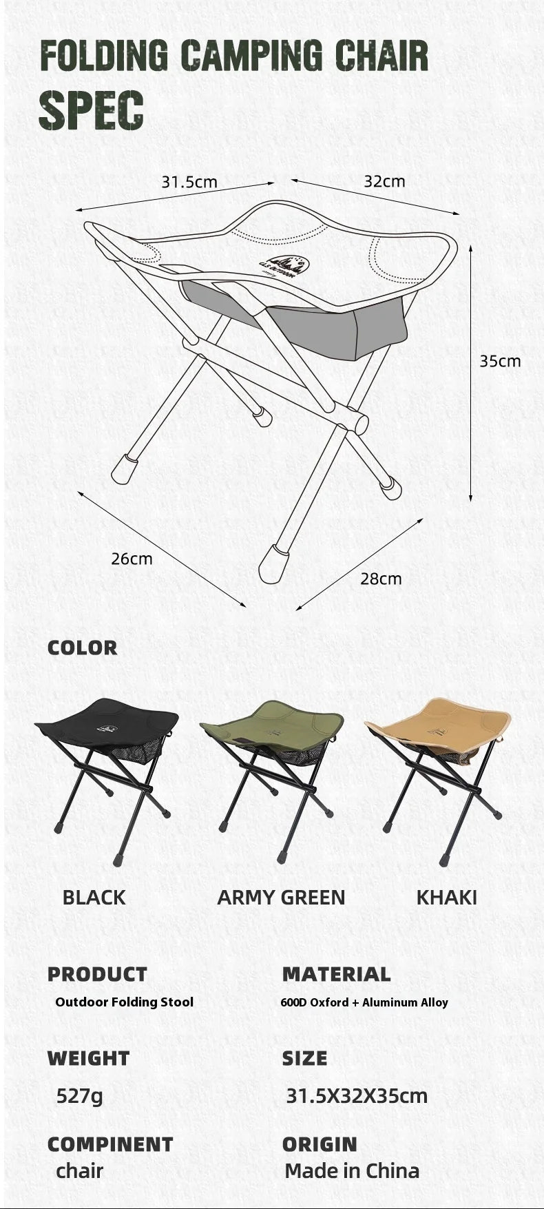 Outdoor Ultralight Folding Camping Chair