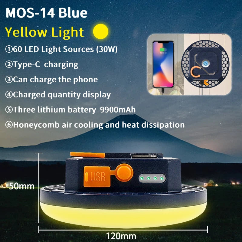MOS LIGHTING Rechargeable LED Camping Lamp (MOS-14) with Power Bank Function