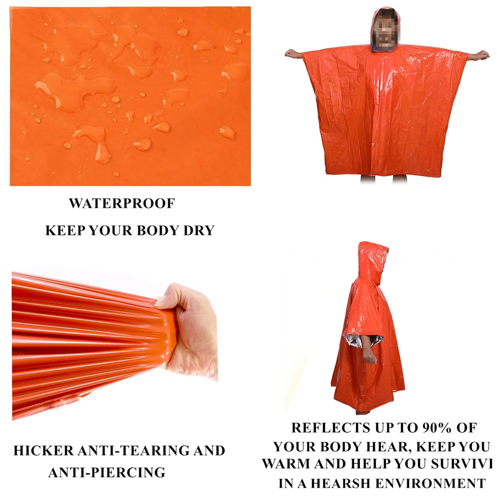 3-in-1 rain Poncho with a Safety Whistle and a Storage Pouch
