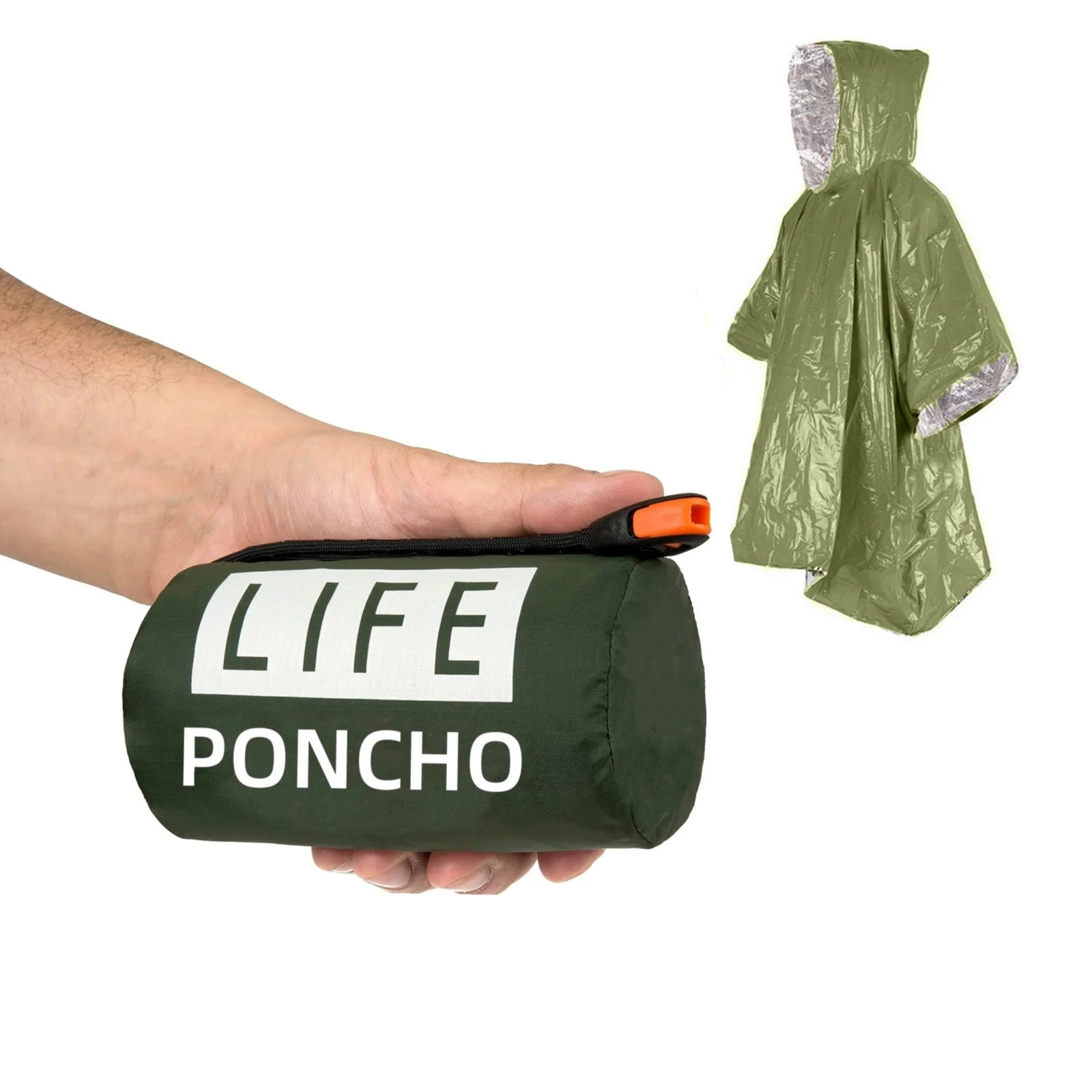 3-in-1 rain Poncho with a Safety Whistle and a Storage Pouch