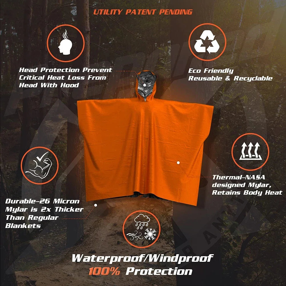 3-in-1 rain Poncho with a Safety Whistle and a Storage Pouch
