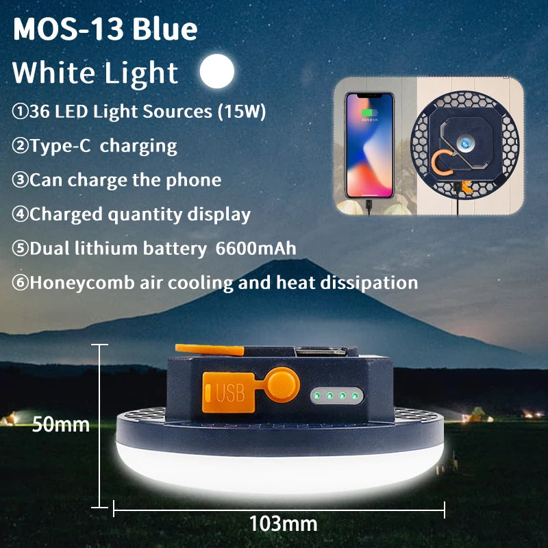 MOS LIGHTING Rechargeable LED Camping Lamp (MOS-14) with Power Bank Function