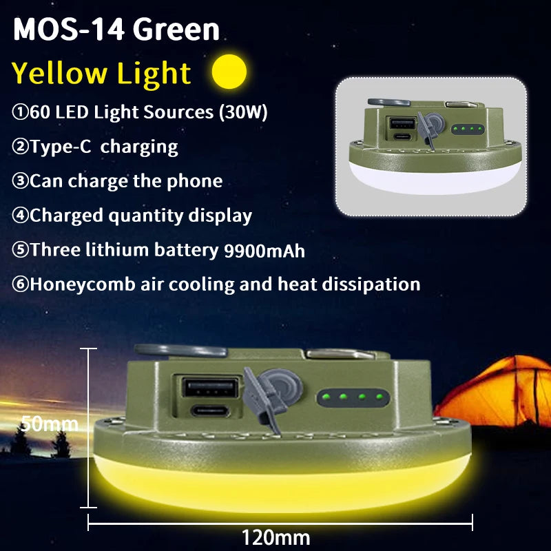 MOS LIGHTING Rechargeable LED Camping Lamp (MOS-14) with Power Bank Function