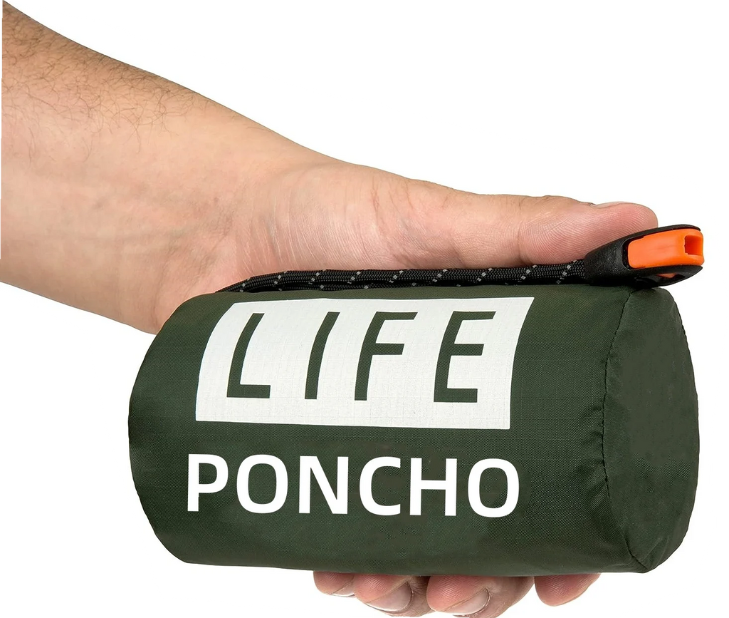 3-in-1 rain Poncho with a Safety Whistle and a Storage Pouch
