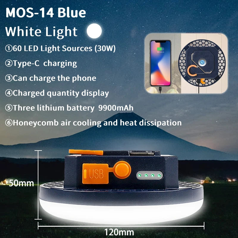 MOS LIGHTING Rechargeable LED Camping Lamp (MOS-14) with Power Bank Function