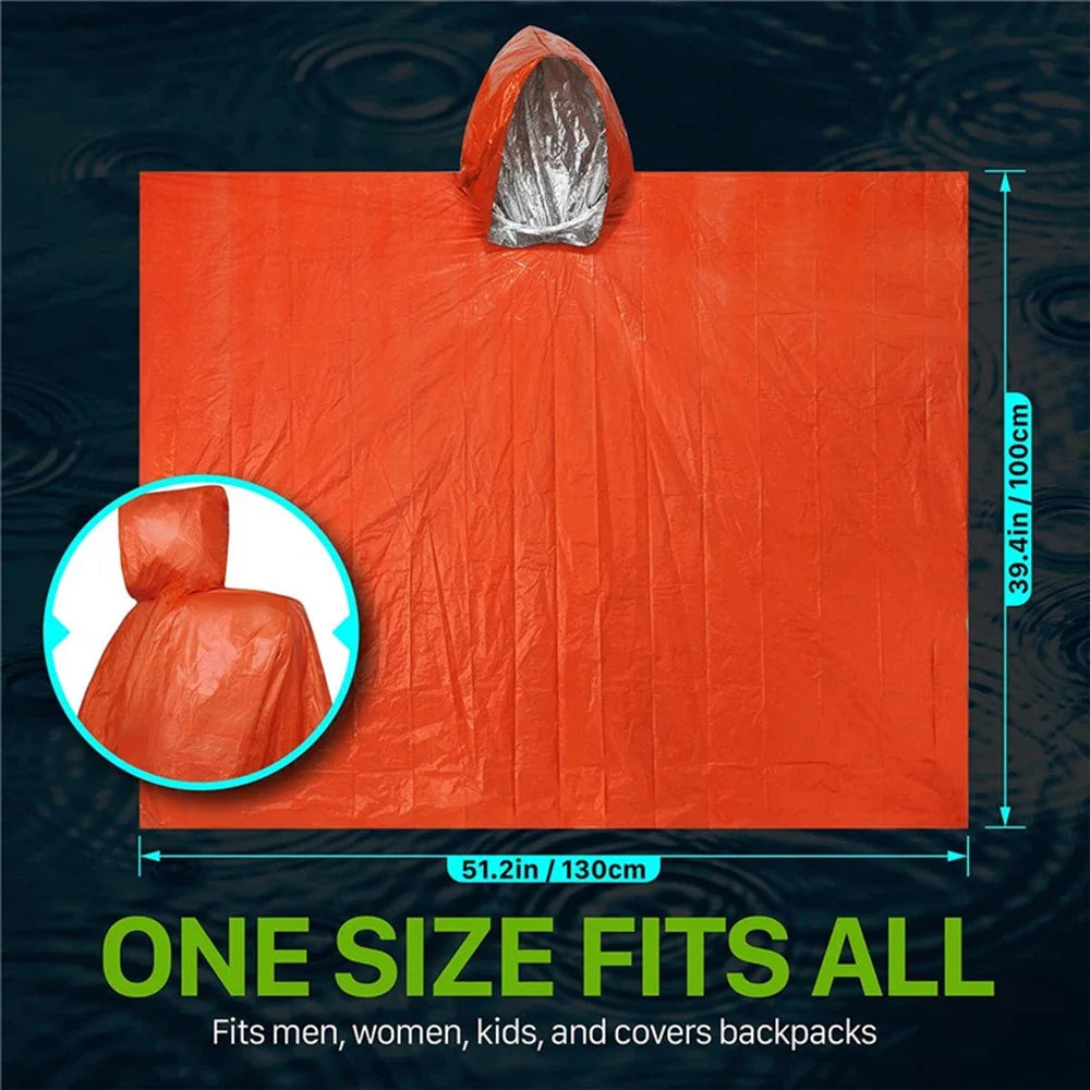 3-in-1 rain Poncho with a Safety Whistle and a Storage Pouch