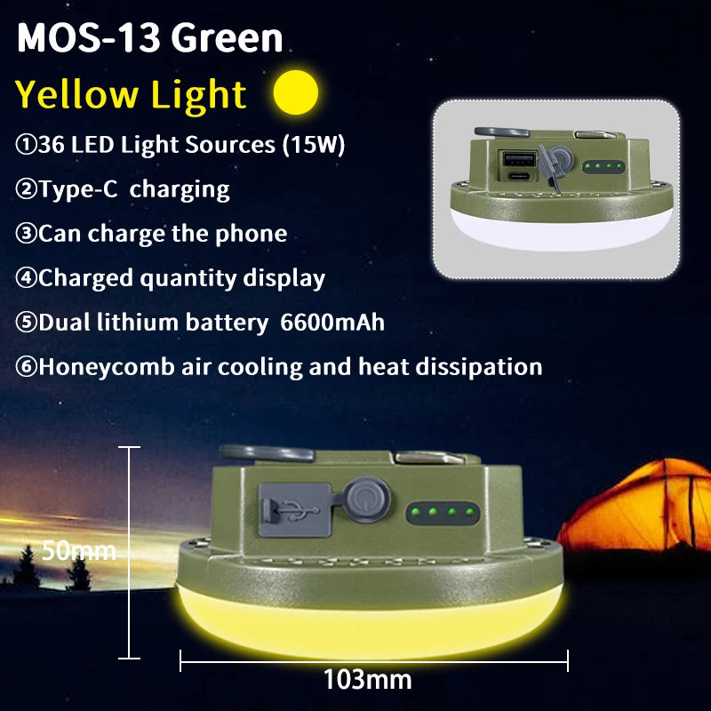 MOS LIGHTING Rechargeable LED Camping Lamp (MOS-14) with Power Bank Function