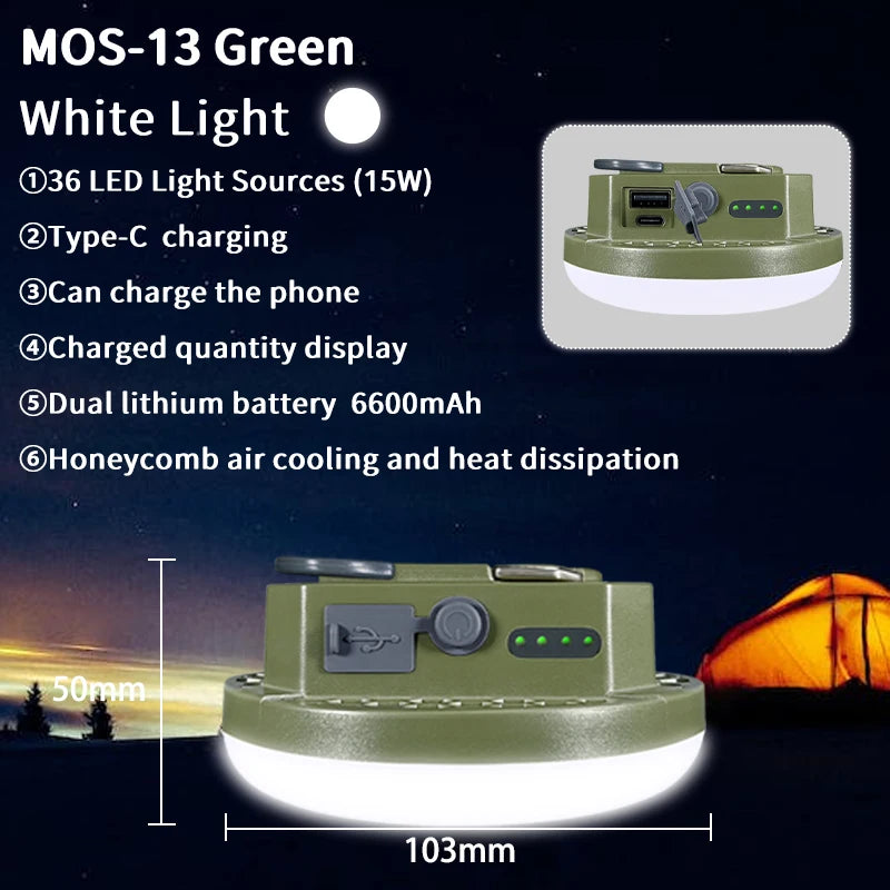MOS LIGHTING Rechargeable LED Camping Lamp (MOS-14) with Power Bank Function
