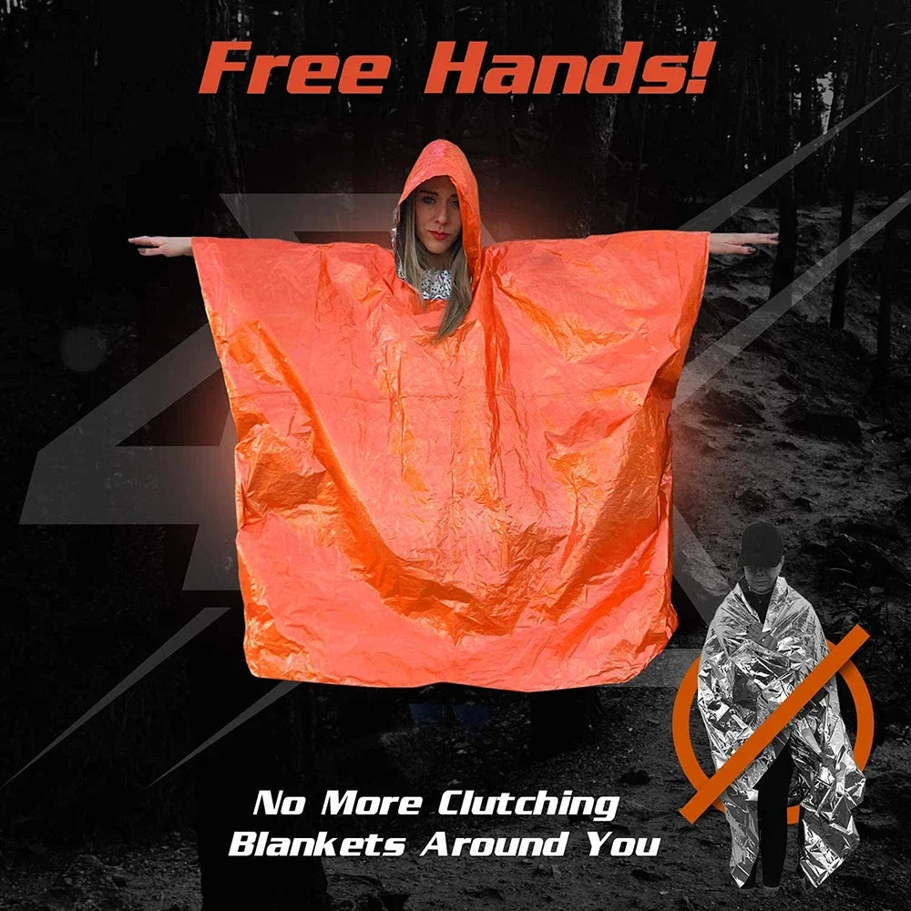 3-in-1 rain Poncho with a Safety Whistle and a Storage Pouch