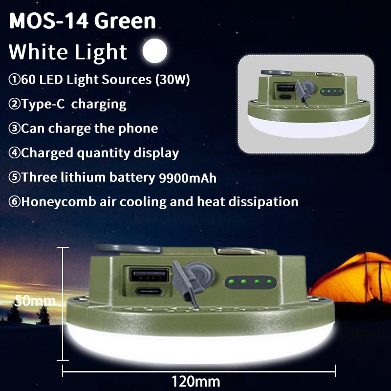 MOS LIGHTING Rechargeable LED Camping Lamp (MOS-14) with Power Bank Function
