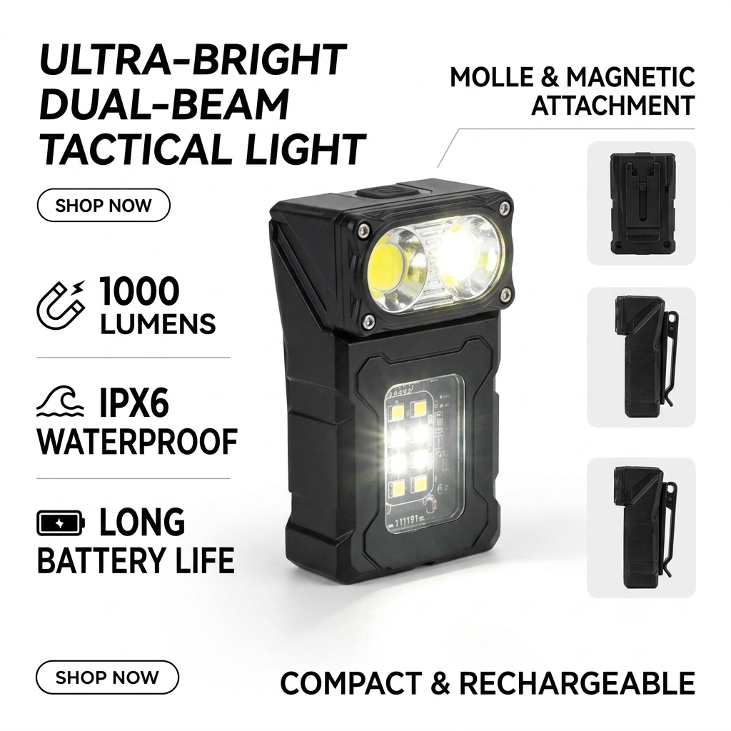 Multifunctional 2-in-1 Tactical EDC Flashlight