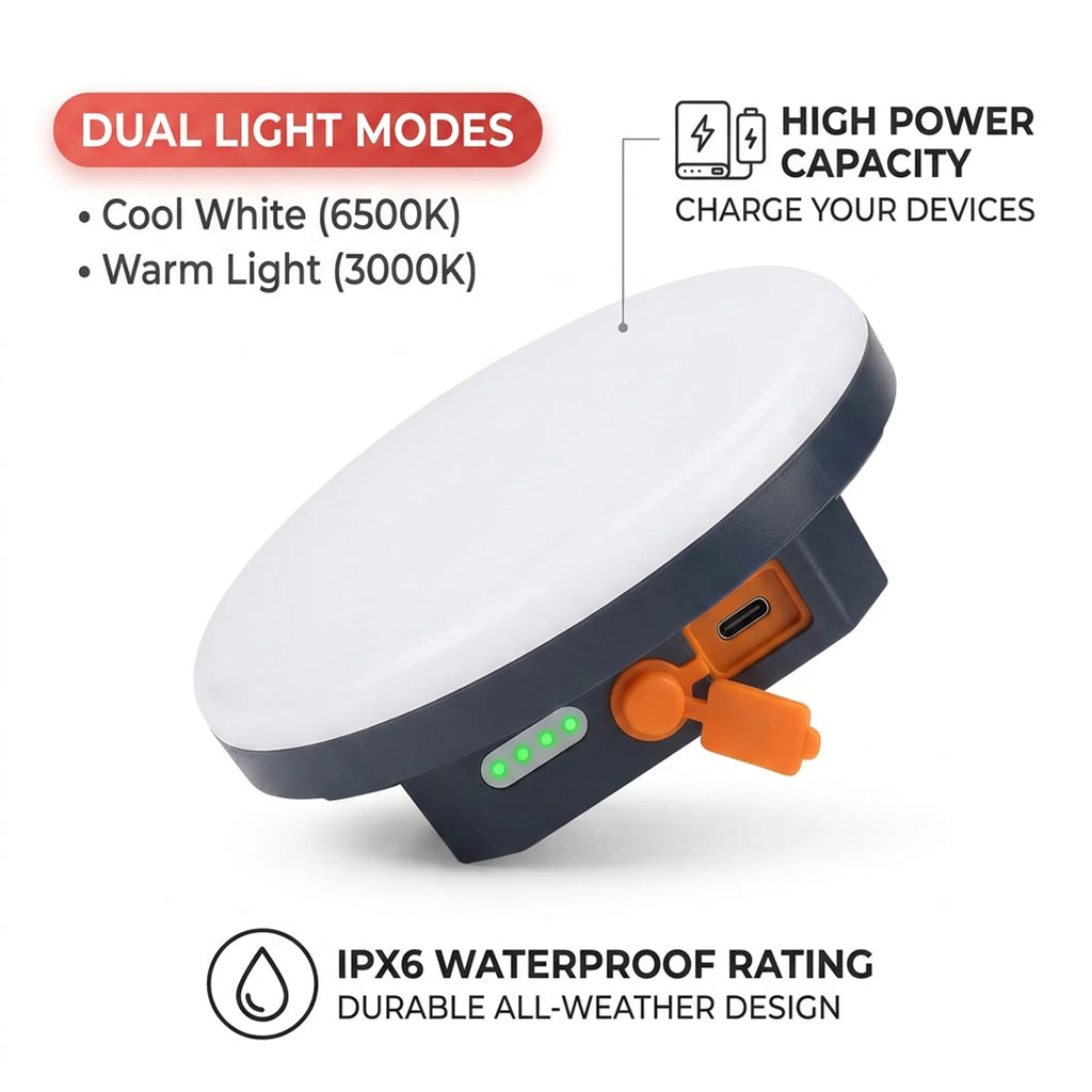 MOS LIGHTING Rechargeable LED Camping Lamp (MOS-14) with Power Bank Function
