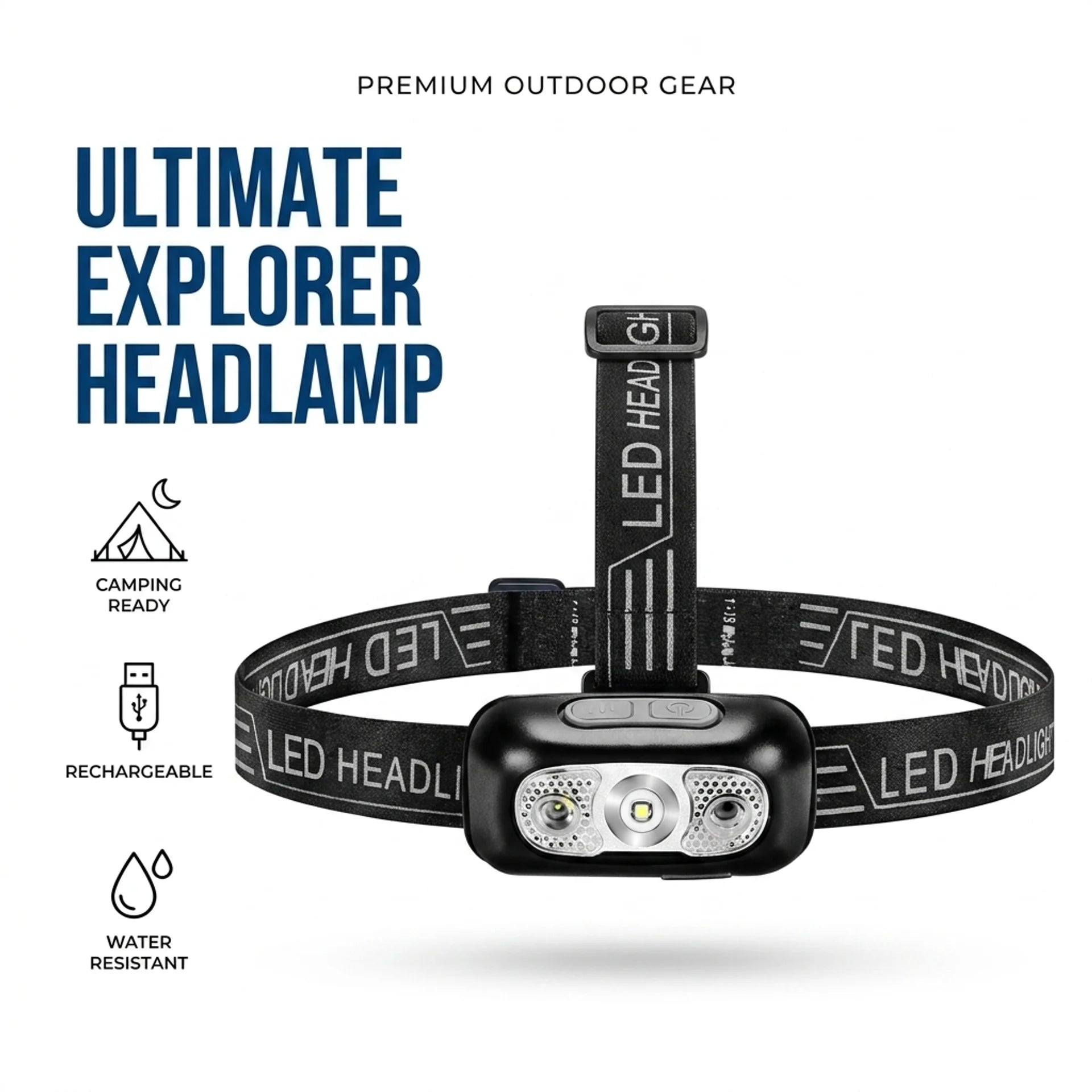 Ultra-lightweight, high-powered LED headlamp with motion Sensor