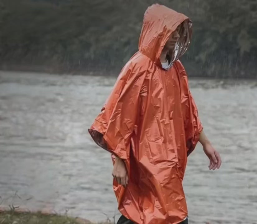 3-in-1 rain Poncho with a Safety Whistle and a Storage Pouch
